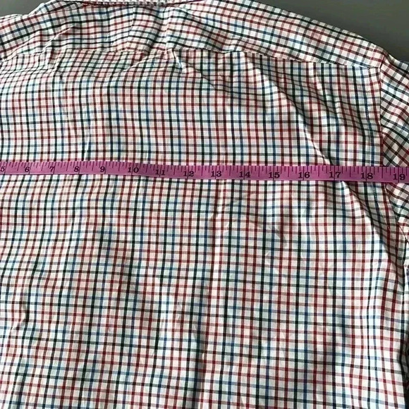 [16.5]John Francomb Classic Fitted Red/Blue squared Men Dress Shirt French Cuff - Picture 11 of 11